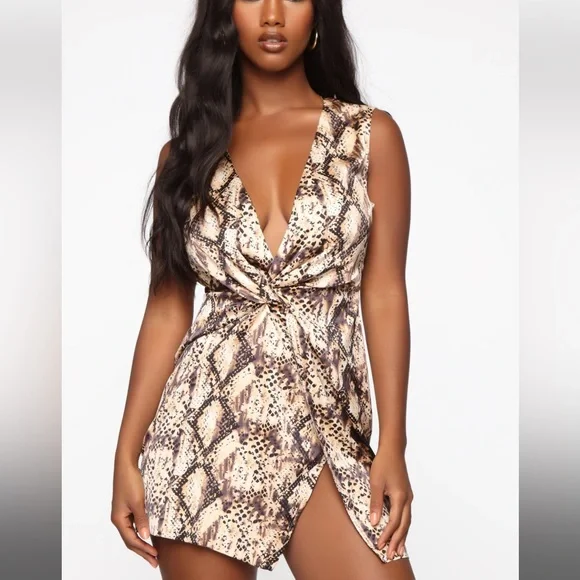Fashion Nova | Dresses | Fashionnova Sugar Filled Mini Dress Brown Snake |  Poshmark